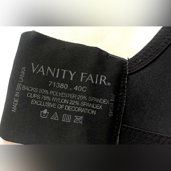 Vanity Fair Full Figure- Back Smoothing Wireless Black Bra (size 40C) - Picture 6 of 9